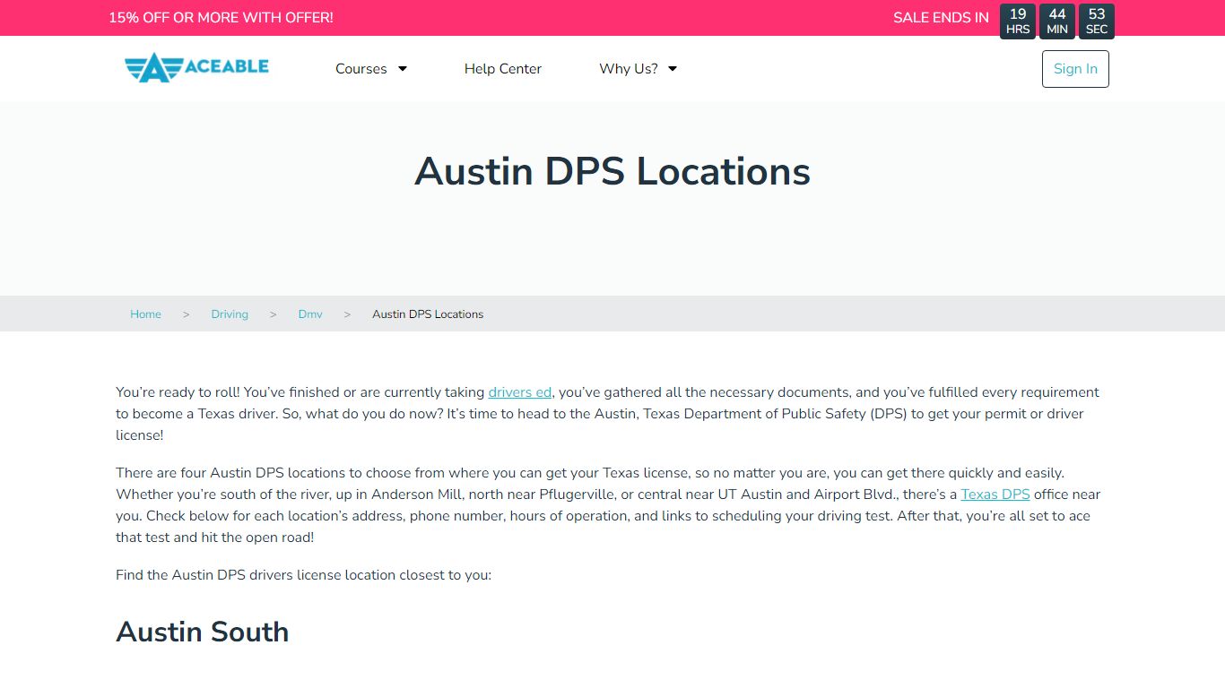 Austin DPS Locations | Aceable