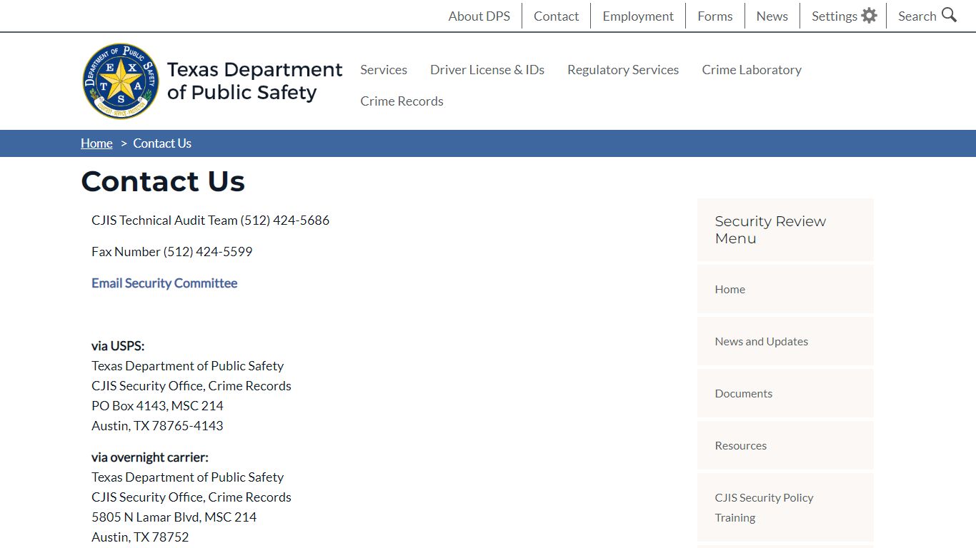 Contact Us | Department of Public Safety