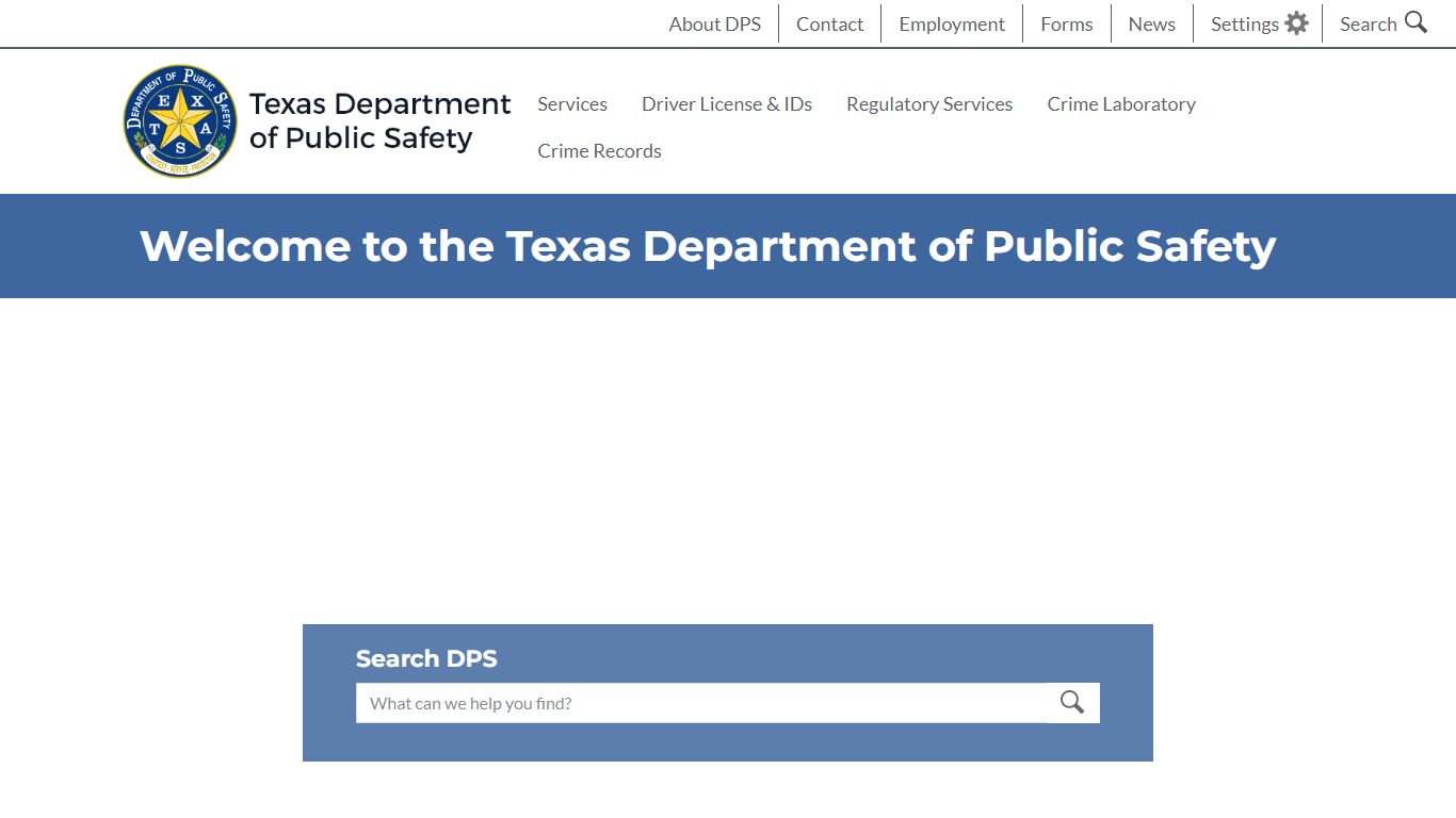 Welcome to the Texas Department of Public Safety