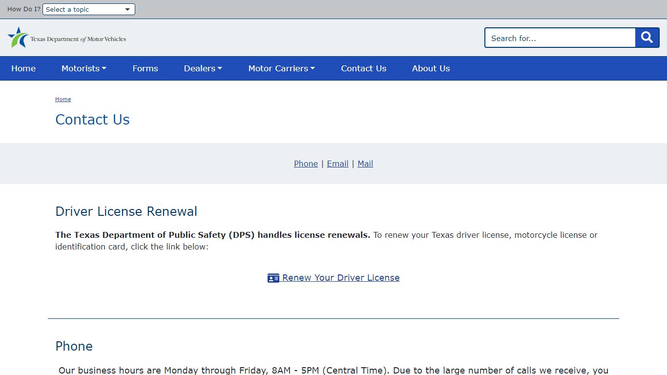 Contact Us | TxDMV.gov - Texas Department of Motor Vehicles
